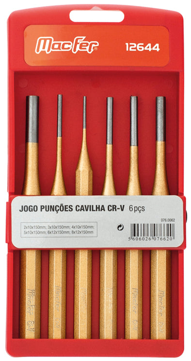 Juego de botadores de acero al cromo vanadio (Cr-V) Macfer (12644)
