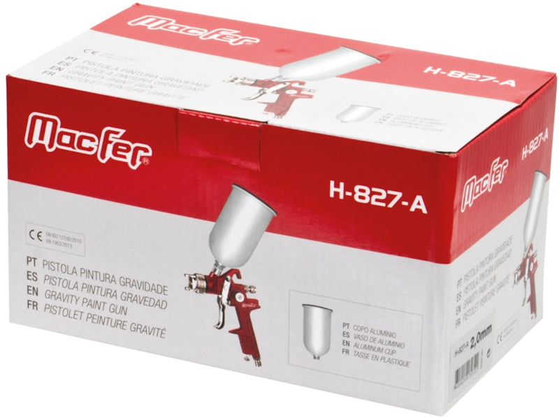 Pistola de pulverización por gravedad con vaso de aluminio (H-827-A)