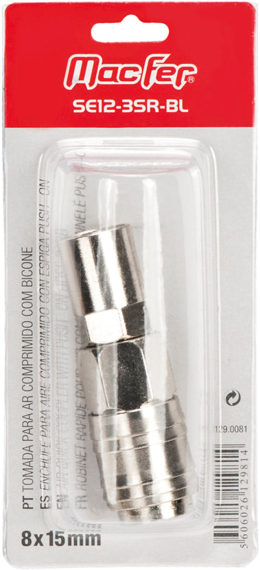 Tomada para Ar Comprimido com Bicone Macfer (SE12-SR-BL)