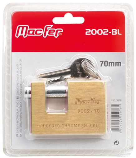 Rectangular Brass Padlock (2002-BL)