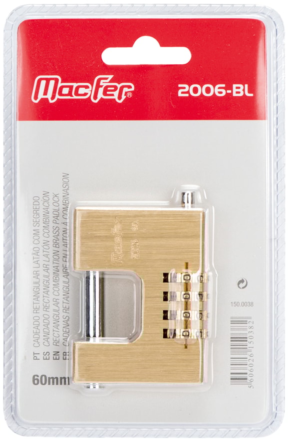 Cadeado Retangular Latão Com Segredo (2006-BL)