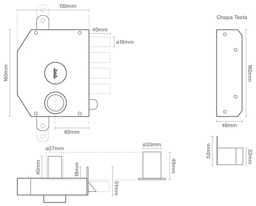 Macfer (DH7088) Surface-Mounted Lock 2 Bolts