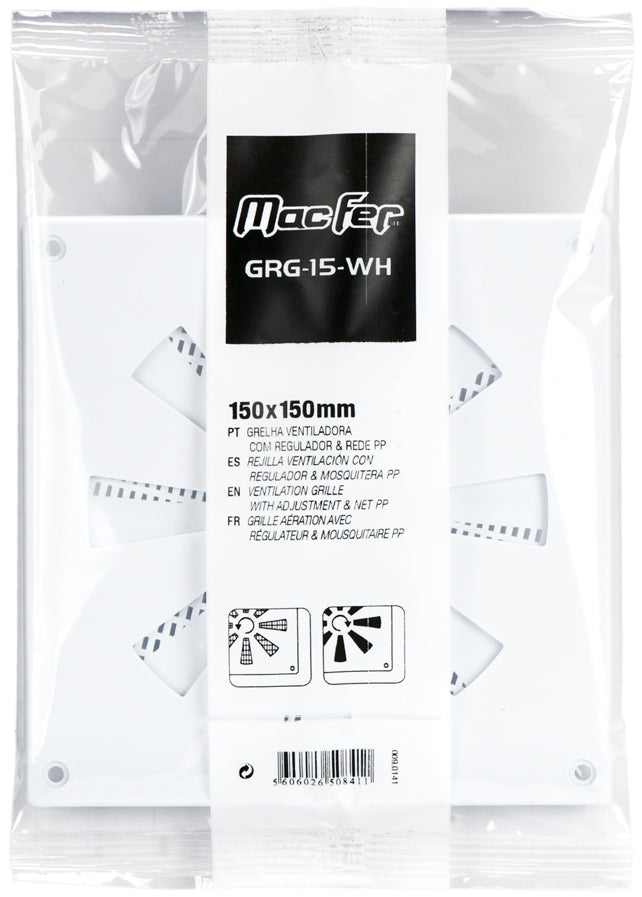 Macfer (GRG-15-WH) PP Ventilation Grille with Regulator