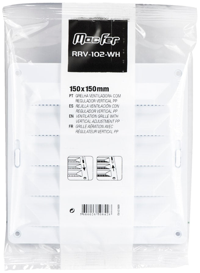 Vertical PP Fan Grille with Regulator (RRV-102-WH)