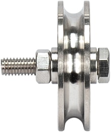 "U" shaped wheel with 1 stainless steel bearing bolt. (U1P-I)