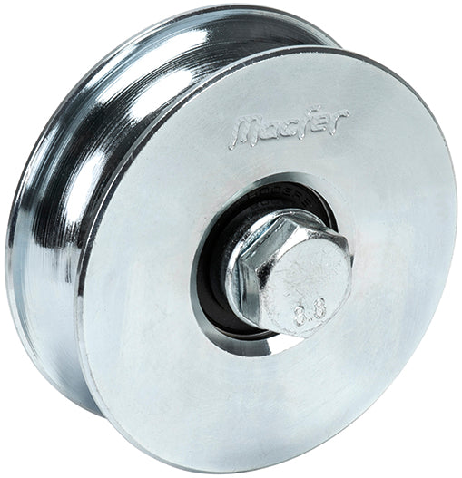 Rueda con ranura en "U" galvanizada Macfer (U2P) con perno y 2 rodamientos