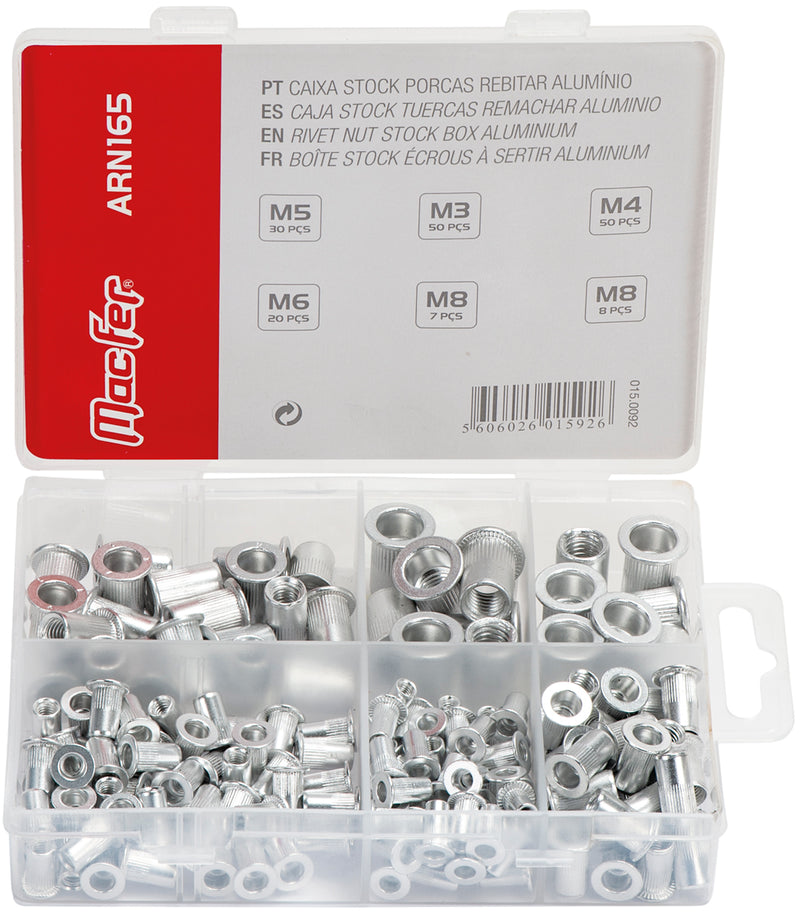 Caixa Stock Porcas Rebitar Macfer (ARN165)