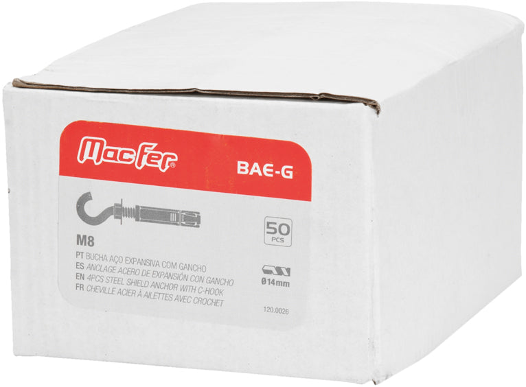 Anclaje de expansión de acero con gancho Macfer (BAE-G)
