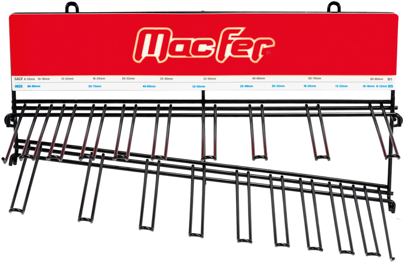 Soporte de exhibición Macfer (W1/W5-EXP) para abrazaderas de manguera