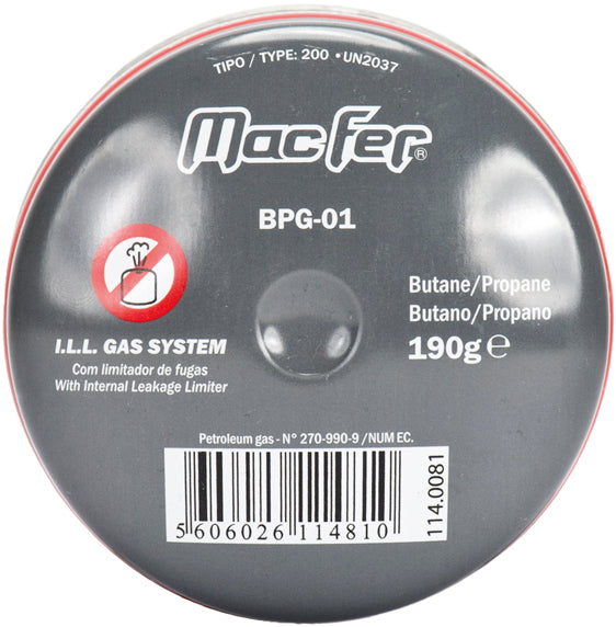 Macfer (BPG-01) Butane/Propane Gas Cartridge with ILL Valve