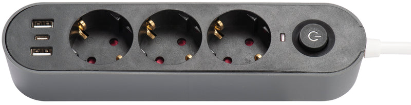 Regleta Macfer (GS03KU) con interruptor, 3 tomas + 3 USB