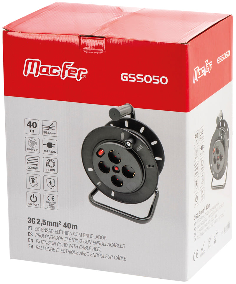 Cable alargador con carrete Macfer (GSS050)