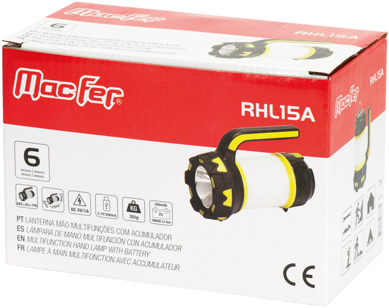 Linterna de mano recargable multifunción Macfer (RHL15A)