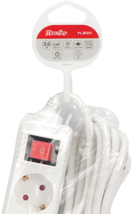 Regleta de 6 enchufes con interruptor Macfer (YL-2120)