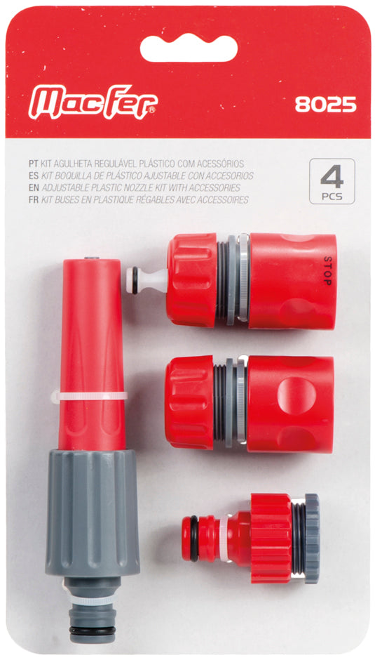 Macfer (8025) Adjustable Plastic Hose Nozzle Kit with Accessories