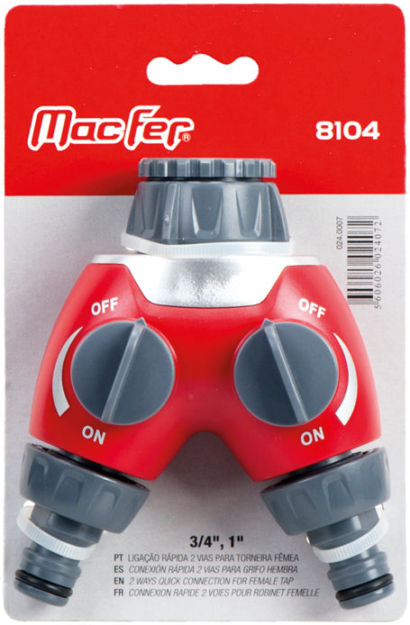 Macfer (8104) 2 Way Quick Connector for Female Tap
