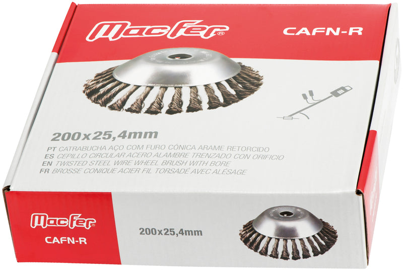 Macfer (CAFN-R) Steel Bevel Brush with Bore, Twisted Wire