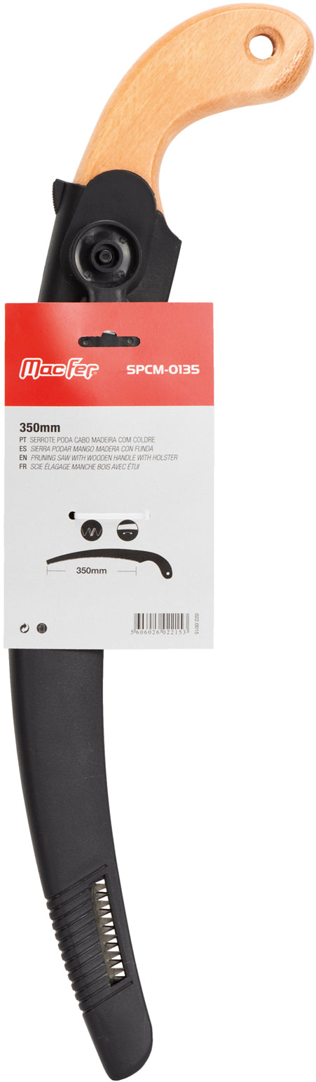 Serrucho de poda Macfer (SPCM-0135) con mango de madera y funda