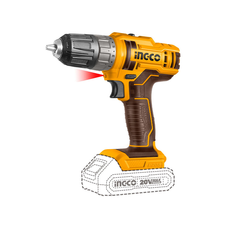 Destornillador INGCO (CDLI20051E) 20V Bru 45nm + 2 pilas 2A + CA + Estuche