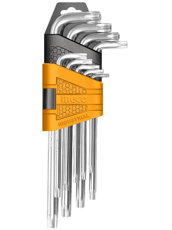 INGCO (HHK13091) Set Of 9 Long Torx Keys With Combination Lock.