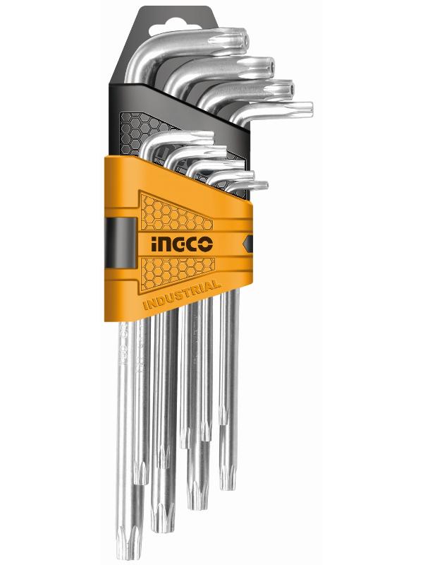 INGCO (HHK13092) Set Of 9 Extra-Long Torx Keys With Combination Lock.