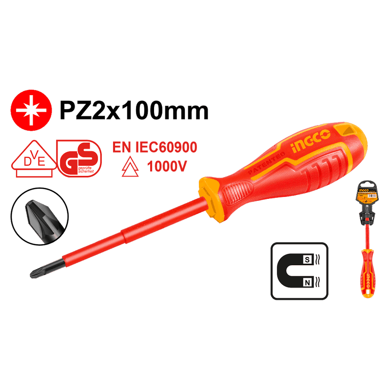 Interruptor Pozidriv isolado INGCO (HISD81PZ2100) Pz2x100mm 1000V