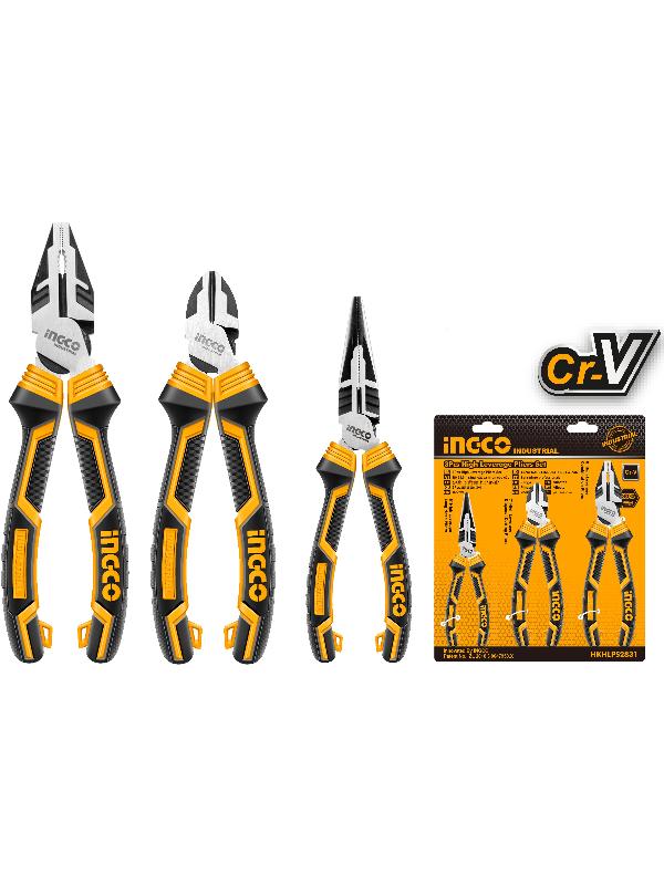 INGCO (HKHLPS2831) Set Of 3 High-Leverage Pro Pliers In Blister Pack.