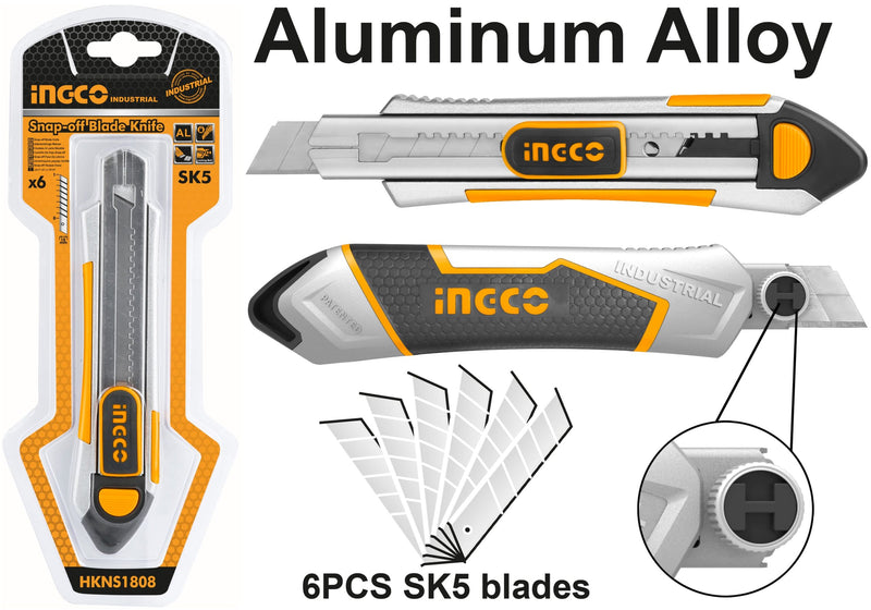 INGCO (HKNS1808) X-Ato 18mm Metal Sk5 + 6 Blades