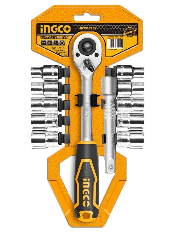 INGCO (HKTS12122) 1/2" Ratchet Wrench Set, 12 Pieces, 72T Blister Pack