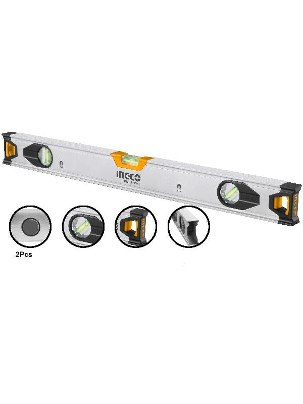 Nivel profesional de aluminio INGCO (HSL38080M) con imán extrafuerte, 3 puntos de mira, 80 cm