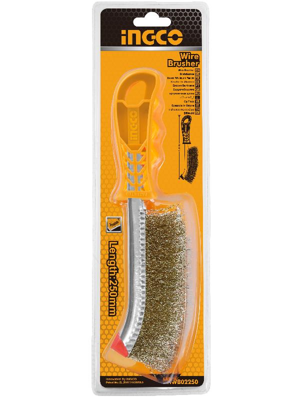 INGCO (HWB02250) Brass-Plated Steel Brush With Dual-Material Handle