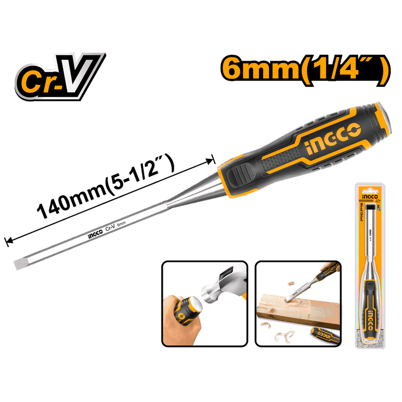 Cinzel com cabo bimaterial de 6 mm INGCO (HWC0806) (P)