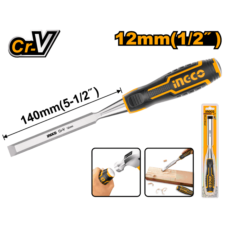 INGCO (HWC0812) Formão com cabo bimaterial 12mm (P)