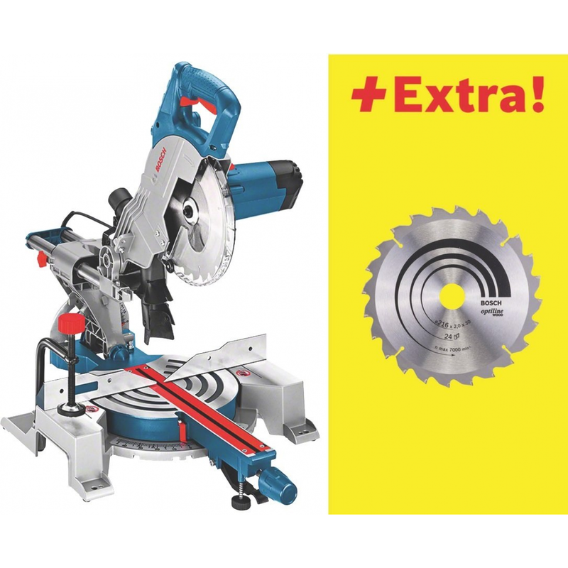 Bosch GCM 80 SJ - 1400W 216mm Sliding Mitre Saw + EXTRA Blade