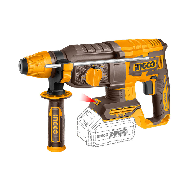 Berbequim de impacto rotativo INGCO (CRHLI202682E) 20V 2,5J + 2 pilhas de 4,0A.