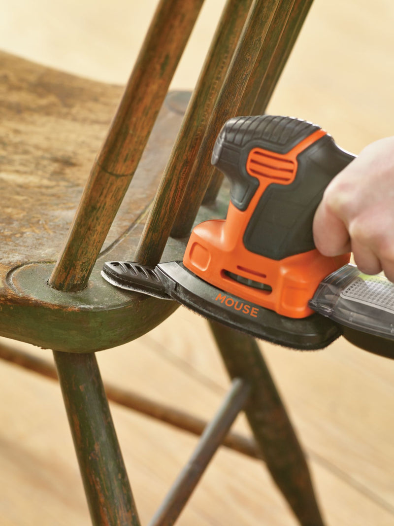 Black&Decker (KA2000-QS) Mouse® 120W Detail Sander, 110mm/cm² sheet, with dust extraction container, 6 accessories and carrying bag