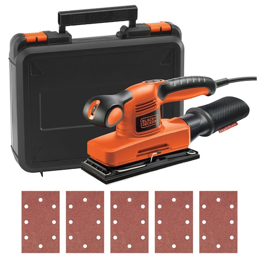 Black&Decker (KA320EKA-QS) Variable Speed 1/3 Sheet Sander With 6 Accessories in a Kitbox (240W)