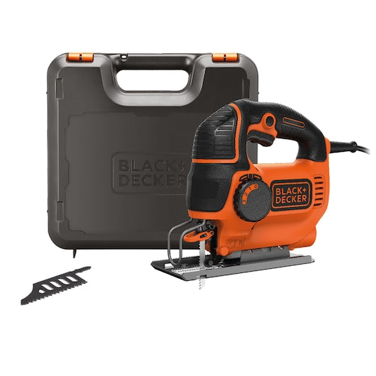 Sierra de calar de péndulo de velocidad variable Black&Decker (KS901PEK-XK) de 620 W con dos hojas y estuche