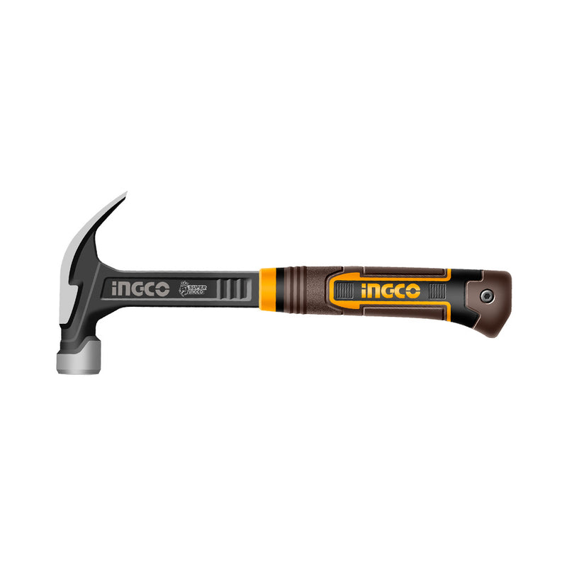 Martillo de carpintero INGCO (HCH81016L) de acero al carbono forjado con mango de fibra de vidrio, 450 g