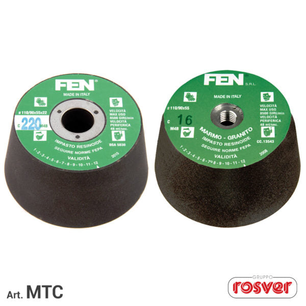 Rebarbadoras de copo abrasivas Fast Grinder (MTC) com baquelite