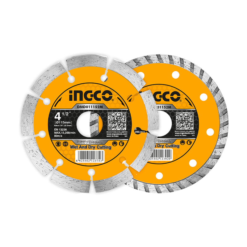 INGCO (DMD301153) Set Of 8 115mm Diamond Discs (6 Segmented, 2 Turbo)