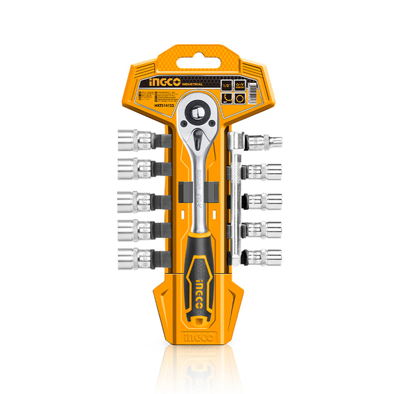 INGCO (HKTS14122) 1/4" Ratchet Wrench Set, 12 Pieces, 45T Blister Pack