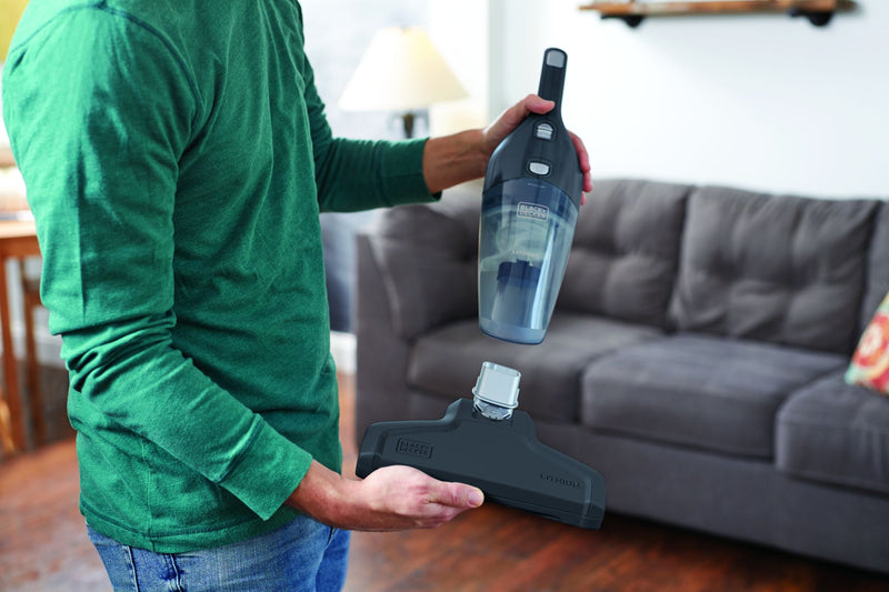 Black&Decker (NSVA315J-QW) 4-in-1 handheld vacuum cleaner with accessories. 10.8V power and 1.5Ah lithium battery.