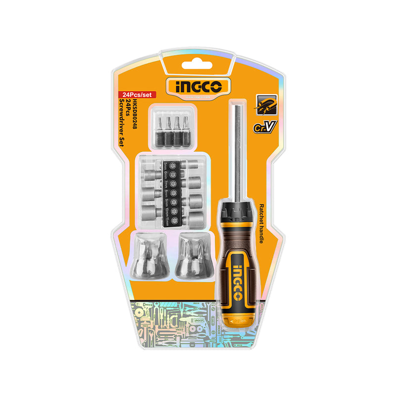 INGCO (HKSDB0248) 24-Piece Multi-Purpose Ratchet Wrench Set In Blister Pack
