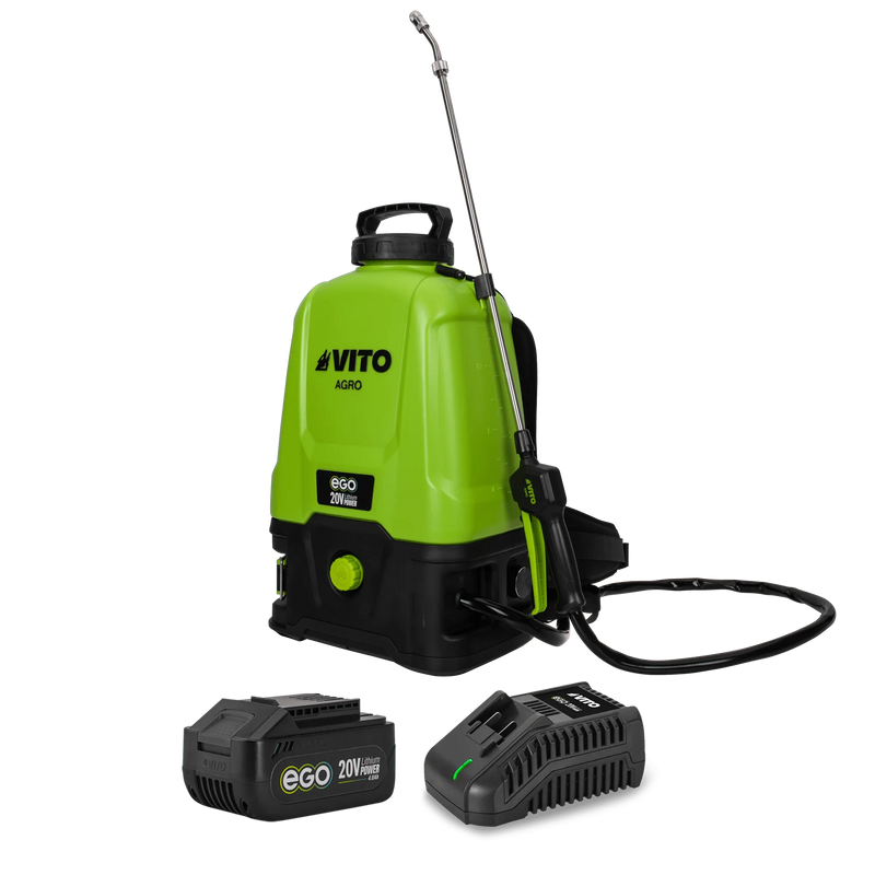 Pulverizador a bateria Vito (PACK10EGOGARDEN) 16 L Ego 20V, com bateria de 4Ah e carregador.