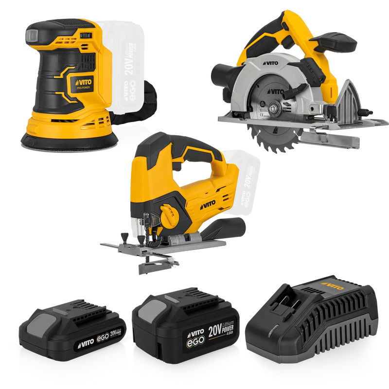 Vito (PACK3EGO) Pack Ego: Lixadora, Serra Tico-Tico, Serra Circular, 2 Pilhas e Carregador