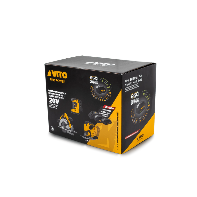 Vito (PACK3EGO) Pack Ego: Lixadora, Serra Tico-Tico, Serra Circular, 2 Pilhas e Carregador