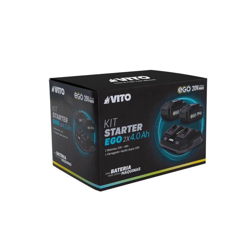 Vito Starter Kit (PACK3STARTEREGO) Ego 2x4.0Ah: 2 baterias de 20V 4Ah + carregador duplo