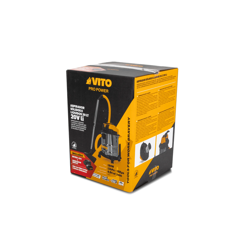 Aspirador Vito (PACK6EGO) Ego 20V 20L com bateria e carregador incluídos.