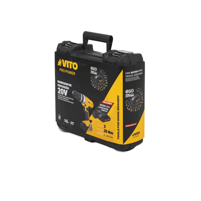 Berbequim/Aparafusador Combinado sem Fio Vito (PACK8EGO) Ego 20V Li, com Bateria de 2.0 Ah, Carregador e Mala BMC